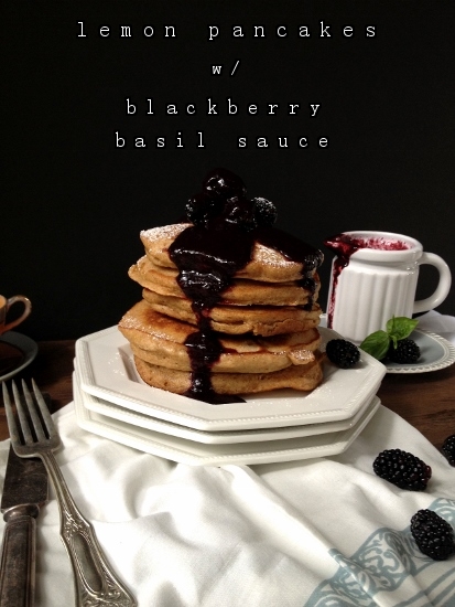 Post image for Lemon Pancakes with Blackberry Basil Sauce