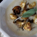 Thumbnail image for Roasted Garlic Acorn Squash Soup with Sauteed Mushrooms